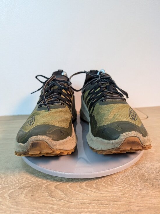 KEEN 1028183 Zionic Speed Hiking Shoes Dark Olive/Scarlet Ibis Mens Size 9.5